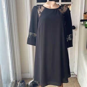 ASOS Black Dress with Lace Shoulders Plus Size 4 Lined